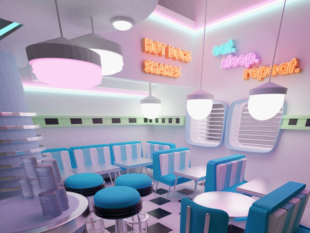 Retro-futuristische woonkamer met jaren '70 meubels. Retro-futuristische woonkamer met jaren '70 meubels.